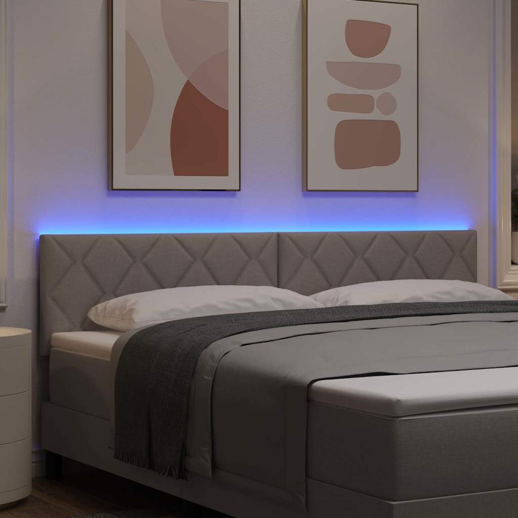 Headboard with LED Strip Lights Adjustable Taupe 180 cm Fabric